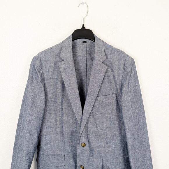 J.Crew Ludlow Slim Unstructured Suit Cotton Linen Blazer & Pants Chambray 40R - Picture 15 of 16